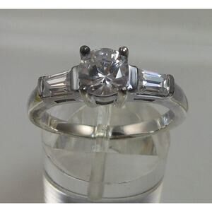 Classic Vintage Sterling Silver CZ Wedding Band Ring, Size 8, Stamped 925